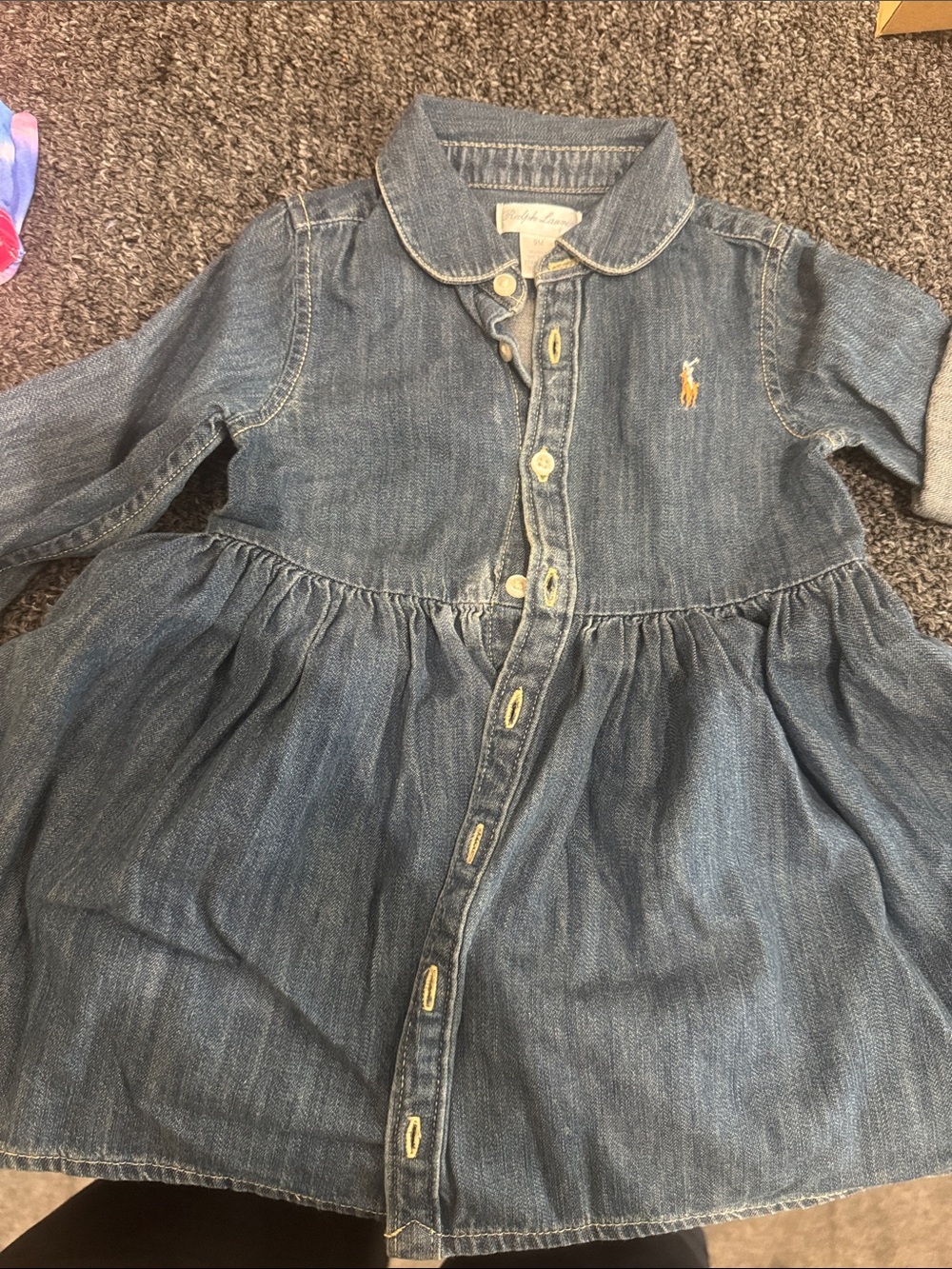 Ralph Lauren Denim Blue Button-Front Kids Dress